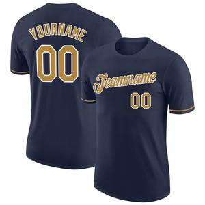 Directo Engro Sportswear Venta al por mayor Custom Navy Old Gold-White Performance T-Shirt - Product Image 1