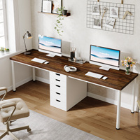 Bureau d'ordinateur pour deux personnes Tribesigns avec 5 tiroirs, table d'étude et de travail, poste de travail moderne et simple, double bureau d'ordinateur