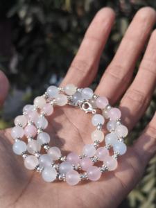 Elegant Classic Genuine <b>Pink</b> Quartz Ball <b>Necklace</b> Handmade Silver Plated Brass Chain <b>Pink</b> Crystal Jewelry for Wedding Gift - Product Image 4