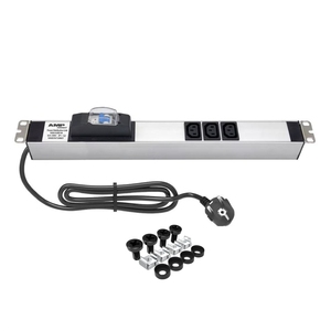 Unidad de Distribución de Energía (PDU) para Rack de Servidor de 19 Pulgadas 1U, 3 Vías IEC C13, 16A MCB, Enchufe Schuko - Product Image 1