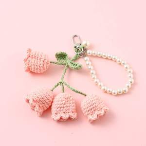 Porte-clés créatif et mignon pour fille, en crochet et tricot, avec chaîne en coton et fleur Lanling, boucle décorative pour sac en alliage, Guangdong - Product Image 6