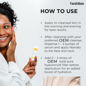 Suero Facial Hidratante con <span class=keywords><strong>Vitamina</strong></span> <span class=keywords><strong>C</strong></span> OEM, Suero Facial Antienvejecimiento Iluminador con Ácido Hialurónico, Suaviza el Tono y Reduce las Arrugas - Product Image 5