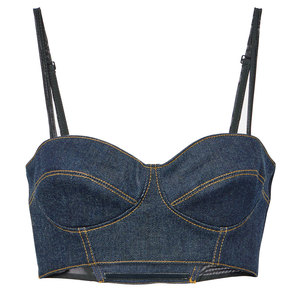 Soutien-gorge en jean tricoté 100 % coton, respirant, uni, sexy, avec armatures – Meilleure vente en ligne mondiale – Nouvelle arrivée - Product Image 1