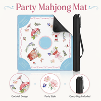 Tapis de Mahjong Américain Moderne, Motif Floral Papillon Cocktail, Conception Pliable, Antidérapant, Réduction du Bruit, Sac de Transport Inclus