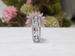 1.40 Ct Luxury Marquise & Round Lab Grown Diamond Half Eternity Wedding Band, 10K/14K <b>White</b> Gold Stackable Band, Valentine Gift - Product Image 5