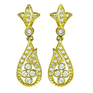 Pendientes de Plata de Ley 925 con Baño de Oro de 22k y Circonitas en Forma de Gota de Agua para Mujer, Estilo Lámpara de Araña, de Art Palace, para Bodas, de Lujo - Product Image 2