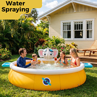 Pursuefree Aufblasbarer Swimmingpool, Outdoor-Garten-Sprühpool mit 3D-Design, Faltbarer Familien-Spielpool für den Heimgebrauch, Eltern-Kind-Pool