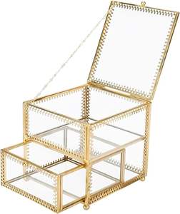 Metal Jewelry Holder Classic Stylish Jewelry Decorative Glass Storage <b>Box</b> Customized Design Premium Look Jewelry <b>Box</b> - Product Image 5