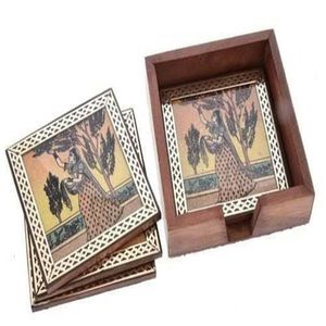 Colorful Handcrafted Wooden Classic <b>Coasters</b> Traditional Motifs <b>Heat</b> Resistant Durable Eco-Friendly Customizable for Home Dining - Product Image 5