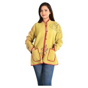 แจ็กเก็ตผ้าฝ้ายวินเทจสำหรับผู้หญิงสไตล์โบโฮลำลองผ้าทอรีไซเคิลเสื้อแจ็คเก็ตหรือเสื้อโค้ทฤดูใบไม้ร่วง - Product Image 5