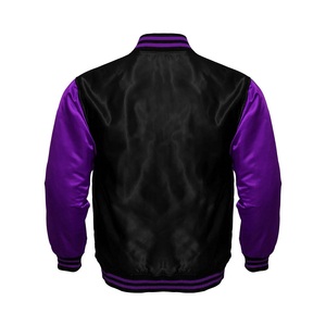 Blouson de baseball personnalisé brodé 100% polyester en satin College Letterman Varsity Bomber Canvas Satin de baseball personnalisé - Product Image 2