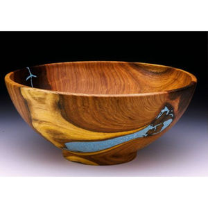 Cuenco de madera y resina respetuoso con el medio ambiente hecho a mano Handi, diseño maravilloso, cuenco de fruta de madera de Color marrón de gran tamaño de la India - Product Image 1