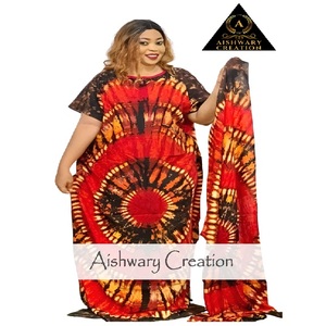 Colorful Tie Dye Lace <b>Chiffon</b> Modest Kaftan Women Islamic Abaya Style Long Robe Eco-Friendly Premium Rayon Eid Ramadan Party - Product Image 1