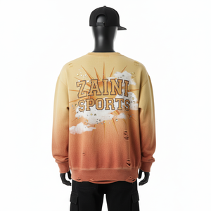 Sweat-shirt Premium 360GSM en molleton de coton épais, résistant à la décoloration, jaune orange, avec logo personnalisé imprimé en relief, sweat-shirts basiques - Product Image 4