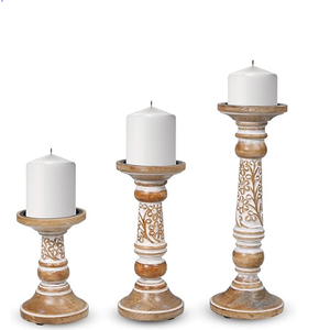 Juego de tres candelabros de madera de estilo creativo para decoración del hogar, soporte de vela para fiesta de boda para uso en interiores y exteriores - Product Image 3