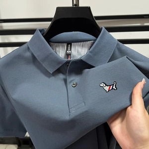 Polo de manga corta para hombre de marca de gama alta de algodón puro 100%, camiseta informal de boutique con bordado de perro a la moda de verano - Product Image 1