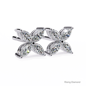 Pendientes de Diamantes Cultivados en Laboratorio con Corte Marquesa de 0.8 CTW, Certificados por IGI, Oro Blanco de 14k, Regalo de Aniversario de Lujo - Product Image 2