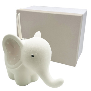 5 deodoranti per ambienti a LED bianco/rosa in ceramica elefante bomboniere per battesimo comunione matrimonio - Product Image 1