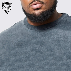 Vente chaude 100% coton lavé à l'acide tricoté T-Shirt uni blanc grande taille Streetwear pour Fitness prix de gros - Product Image 4