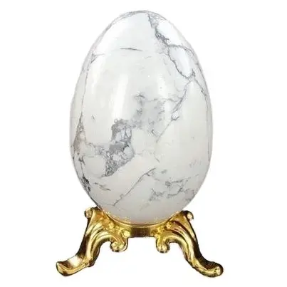 Groothandel Natuurlijke Witte Howliet Kristal Eieren Met De Hand Gesneden Gepolijste Edelsteen Yoni Ei Massager Decoratie Halfedelsteen