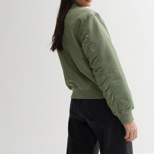 Chaqueta de Satén Transpirable Personalizada para Otoño-Invierno 2026, Chaqueta Casual de Manga Larga a Prueba de Viento para Mujer, Chaqueta Bomber de Piel de Oveja para Chicas - Product Image 3