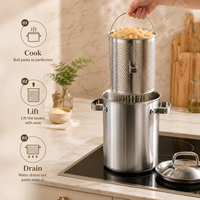 Marmite de cuisson en acier inoxydable avec panier égouttoir amovible, faitout polyvalent, cuiseur vapeur et friteuse pour pâtes et soupes
