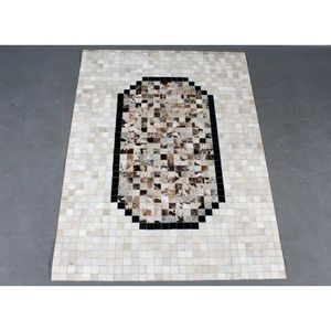 Tapis en cuir imprimé moderne fait main pour salon et chambre à coucher - Product Image 1