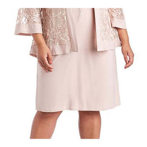 Abito a tubino in raso comodo da donna R&M Richards e giacca con soutache in rosa, taglia 18W, vita naturale - Product Image 3