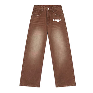 Pantalones Vaqueros de Mezclilla para Hombre, Estilo Informal, Lavados, de Pierna Ancha, Talla Grande, Personalizados con Etiqueta OEM - Product Image 1