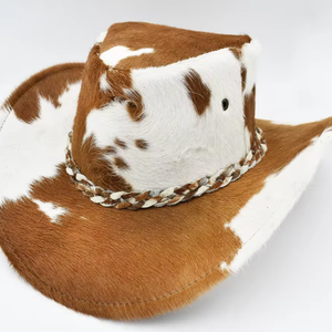หมวกคาวบอยสีแทนและสีขาวพร้อมสายรัดปรับได้ หมวกคาวบอยสำหรับผู้ชายและผู้หญิง - Product Image 1