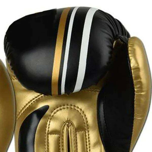 Black Gold Boxing <b>Gloves</b> Leather Lace <b>Up</b> Breathable For Adults Training Gear - Product Image 2