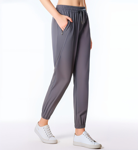 กางเกงจ็อกเกอร์ออกกำลังกายเอวสูงสำหรับผู้หญิง ระบายอากาศได้ดี เอวยางยืด มีเชือกผูก ลายเรียบ ไซส์ XL ผลิตจากผ้าสแปนเด็กซ์และไนลอน - Product Image 6