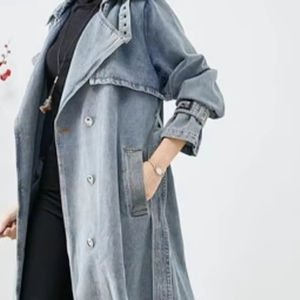 Veste en jean longue classique pour femmes Chic surdimensionné palangre polyvalent genou à la mode superposition essentiel Vintage Streetwear - Product Image 1