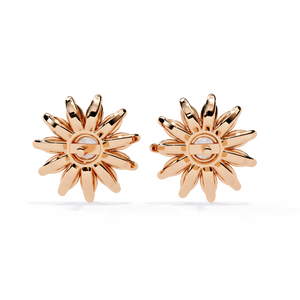 Magnifiques boucles d'oreilles clous en or 18 carats avec diamant de laboratoire motif floral pour mariages - Product Image 6