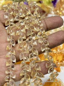 Cuarzo Citrino Amarillo Natural AAA, Facetado, en Forma de Lágrima, Taladrado, Hilo de 8 Pulgadas, Aproximadamente 6x9mm - Product Image 6