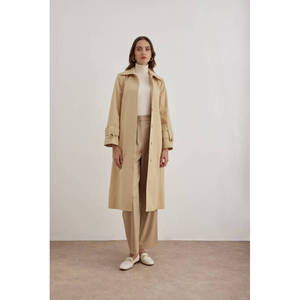 Gabardina Casual de Corte Holgado Color Camel para Otoño - Product Image 1