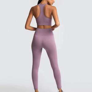 Ensemble de leggings de yoga pour femmes sur mesure, respirant, soutien-gorge de sport sexy, taille élastique, legging de sport, motif uni, nouveau design tendance - Product Image 3