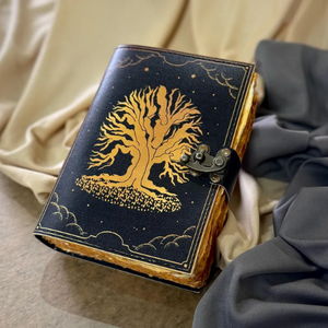 Libro de hechizos de brujería hecho a mano de sombras Grimorio grande impreso diario de cuero árbol vida diseño Deckle Edge cuero genuino - Product Image 2