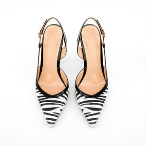 Zapatos de Tacón Alto con Estampado de Cebra y Tira Trasera, Forro de Cuero de Alta Calidad, Cierre Deslizante, Tallas Grandes, para Bodas - Product Image 2