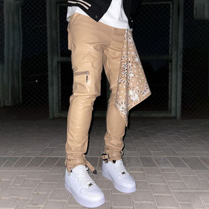 Pantalones de chándal acampanados informales de alta calidad personalizados para hombre, cintura elástica bordada de retazos, acampanados apilados para hombre - Product Image 4