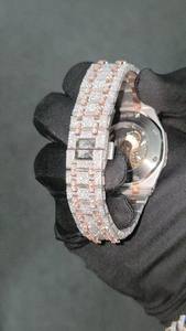 Montre Hip Hop de luxe pour homme, sertie de moissanite VVS, logo personnalisé, acier inoxydable, mouvement quartz MiYOTA - Product Image 2