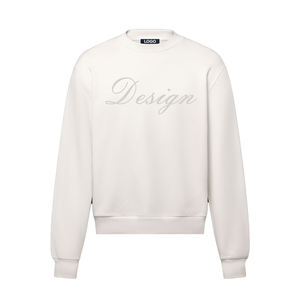 Hot <b>Sale</b> Luxury Heavyweight Crewneck Sweatshirt High-Density Embroidery Custom Colors Cotton for Men Customizable Sizes <b>Spring</b> - Product Image 4