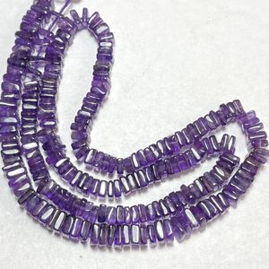 Cuentas Heishi cuadradas moradas de amatista Natural, piedras preciosas planas perforadas en el centro, hebra de 5mm, 6mm y 14 pulgadas para la fabricación de joyas - Product Image 2