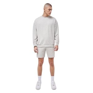 Sweat-shirt léger pour homme, brodé, gris chiné, coupe classique, 345GSM, coton, col rond, avec logo discret - Product Image 3