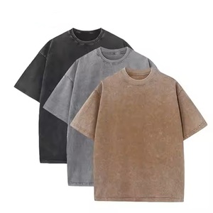 Propre marque 100% coton impression personnalisée Boxy surdimensionné hommes plaine blanc lavé à l'acide T-shirt délavé à la pierre T-shirt vêtements Vintage - Product Image 1