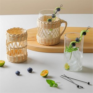 2022 Vietnam Wholesale Set Two Rattan Cupholder, Natural Handmade Wicker <b>Cup</b> <b>Holder</b>, Glass <b>Cup</b> <b>Holder</b> Eco Friendly - Product Image 5