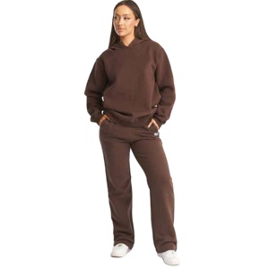 Women's Premium Casual Winter Tracksuit <b>Set</b> Eco-Friendly Warm Fleece Hoodie Jogger Pants Stylish Solid Color Activewear <b>Lounge</b> - Product Image 1
