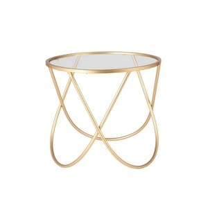 Table d'angle personnalisée, dessus en verre, Tables basses en métal poli brillant, dessus en verre, qualité haut de gamme - Product Image 2