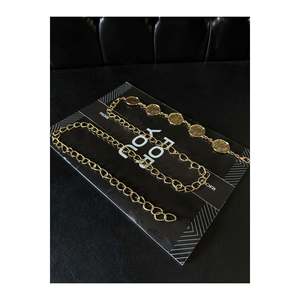 Round <b>Chain</b> Detailed Women's <b>Belt</b>, Waist <b>Belt</b>, Dress <b>Belt</b>, Skirt <b>Belt</b>, Trouser <b>Belt</b> - Gold - Product Image 3