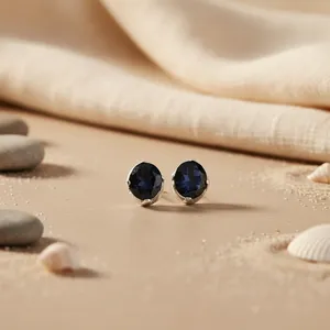 Boucles d'oreilles clous tendance pour femme en argent avec pierre précieuse foncée taille poire, bijoux en or 18 carats, cadeau, options or blanc et or jaune - Product Image 2